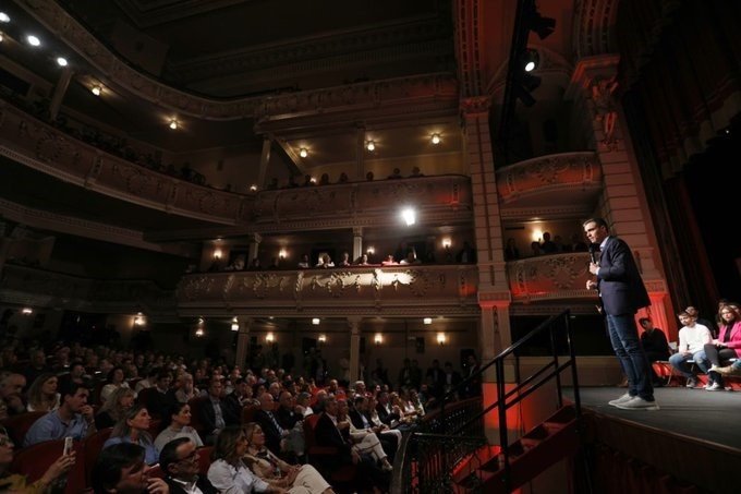 ep el lider del psoe pedro sanchez en un mitin en huelva en la precampana del 10n
