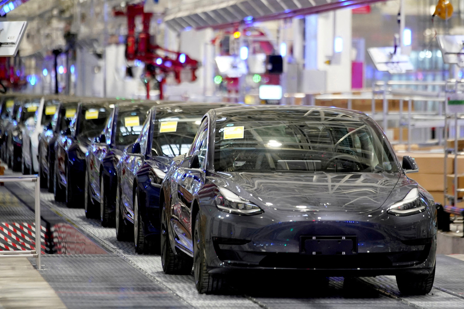 photo d archives de vehicules model 3 fabriques en chine par tesla dans son usine de shanghai 