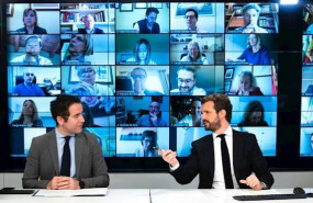 ep el lider del pp pablo casado junto al secretario general del partido teodoro garcia egea en la