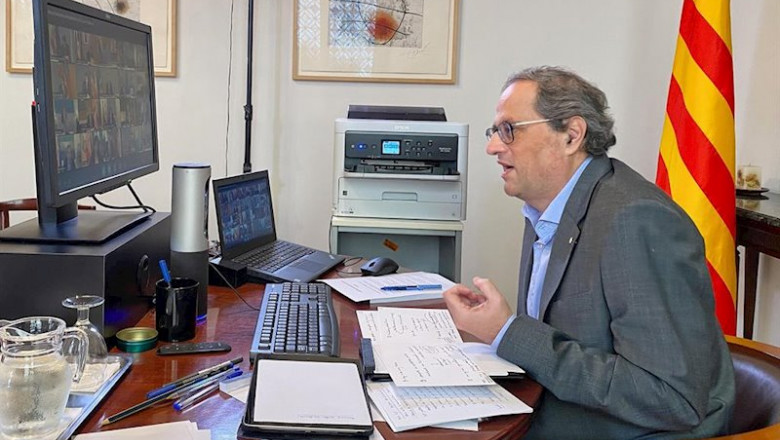 ep el presidente de la genralitat quim torra durante la septima reunion telematica de presindentes