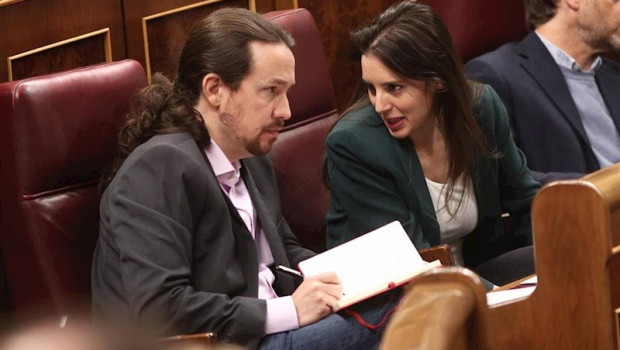 ep el secretario general de podemos pablo iglesias y la portavoz parlamentaria de unidas podemos