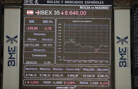 ep pantallas de la bolsa de madrid en la jornada del dia 28 de febrero