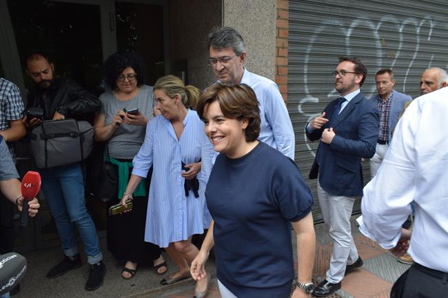 Sáenz de Santatamaría a su llegada a León 3/7/2018 | EUROPA PRESS ep saenzsantatamariasu llegadaleon 372018