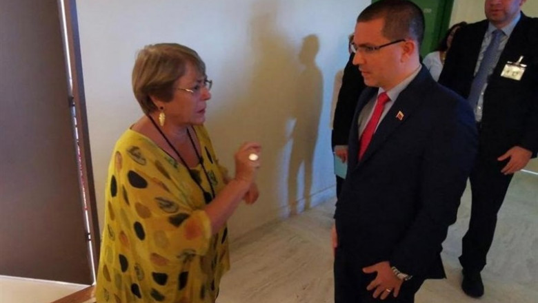La Alta Comisionada de Derechos Humanos de la ONU, Michelle Bachelet, y el ministro de Exteriores de Venezuela, Jorge Arreaza | TWITTER DE JORGE ARREAZA ep la alta comisionada de derechos humanos de la onu michelle bachelet y el ministro de exteriores