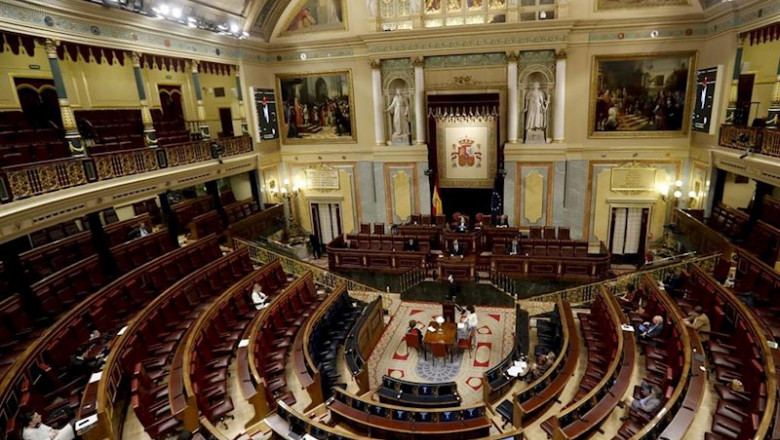 ep el hemiciclo del congreso semivacio como consecuencia del estado del alarma derivado del