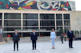 ep la ministra de industria reyes maroto junto al ministro de asuntos exteriores union europea y