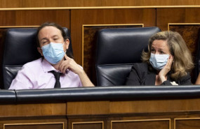 ep los vicepresidentes segundo y tercero del gobierno pablo iglesias y nadia calvino durante una
