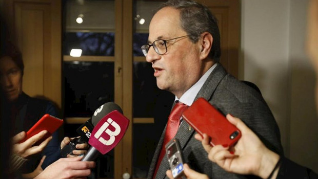 ep el presidente de la generalitat de cataluna quim torra atiende a los medios de comunicacion