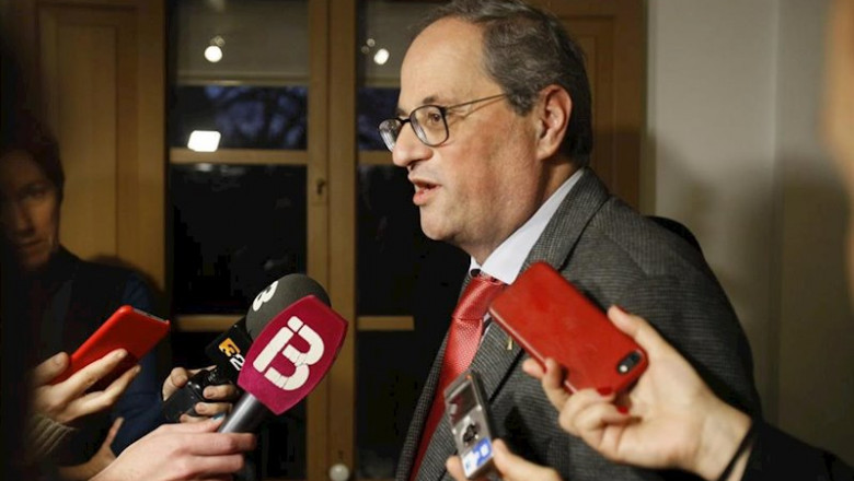 El presidente de la Generalitat de Cataluña, Quim Torra, atiende a los medios de comunicación. | Isaac Buj - Europa Press ep el presidente de la generalitat de cataluna quim torra atiende a los medios de comunicacion