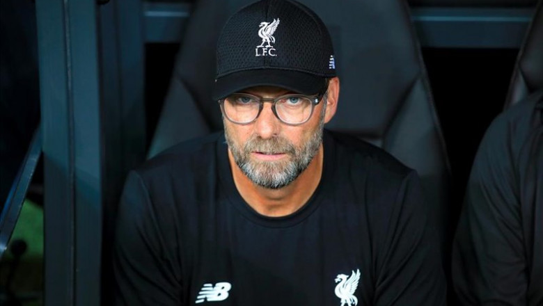 ep juergen klopp en el banquillo como entrenador del liverpool durante la supercopa de europa de