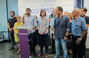 ep rueda de prensa de podemos con javier sanchez serna al frente portavoz de la gestora de podemos