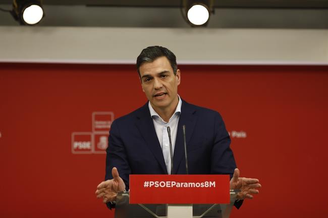 Rueda de prensa de Pedro Sánchez en la sede del PSOE | EUROPA PRESS ep ruedaprensapedro sanchezla sedepsoe
