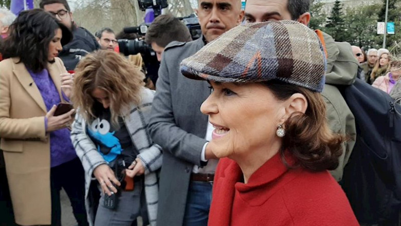 ep carmen calvo en la manifestacion del 8m