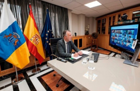 ep el presidente de canarias angel victor torres durante la reunion con sanchez y el resto de