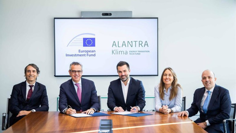Jacobo Llanza, Executive Chairman de Alantra; Marco Marrone, director de inversiones del FEI; Bastien Gambini, Managing Partner de Klima; Patricia Pascual-Ramsay, CEO de Alantra Asset Managem; y David González, representante del FEI para Iberia | MAXIMO GARCIA DE LA PAZ ep jacobo llanza executive chairman de alantra marco marrone director de inversiones delfei bastien