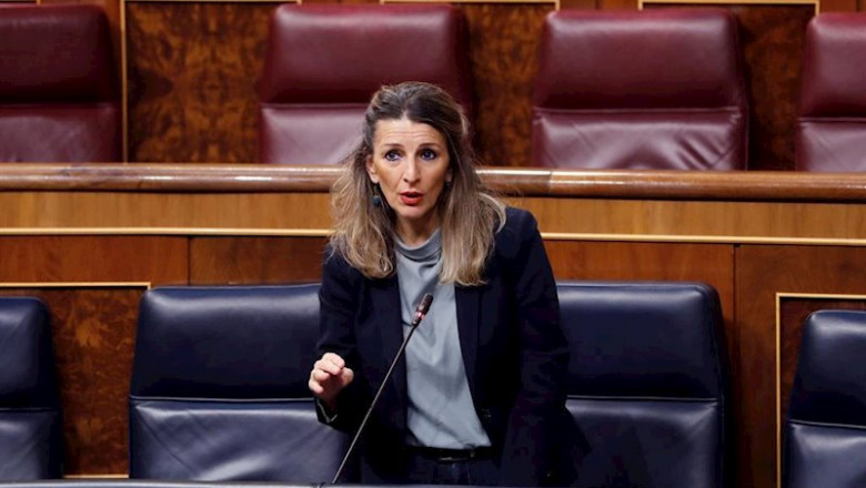 La ministra de Trabajo, Yolanda Díaz, interviene durante la primera sesión de control al Ejecutivo celebrada en el Congreso el pasado 14 de marzo. | Pool ep la ministra de trabajo yolanda diaz interviene durante la primera sesion de control al ejecutivo