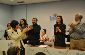 ep la portavoz nacional del bng ana ponton y el resto de candidatos en el consello nacional del