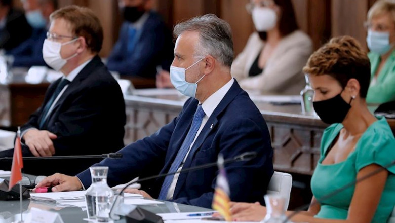ep los presidentes de la comunidad valenciana canarias y navarra -ximo puig angel victor torres y