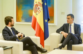 ep reunion del presidente del gobierno pedro sanchez y el lider de pp pablo casado en el palacio de