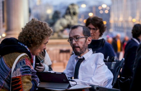 ep el portavoz de unidas podemos en el congreso pablo echenique a su salida de la sesion plenaria en