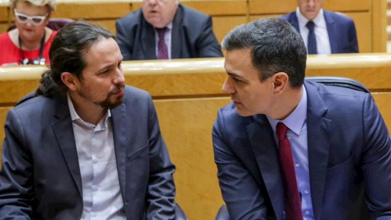 El presdiente del Gobierno, Pedro Sánchez, y el vicepresidente Pablo Iglesias | Ricardo Rubio - Europa Press ep el presdiente del gobierno pedro sanchez y el vicepresidente pablo iglesias en el senado