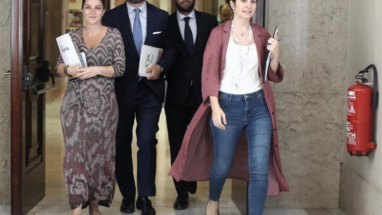 (I-D) Los diputados de Vox Macarena Olona, Iván Espinosa de los Monteros e Ignacio Garriga se dirigen a la Junta de Portavoces del Congreso de los Diputados. | Eduardo Parra - Europa Press ep i-d los diputados de vox macarena olona ivan espinosa de los monteros e ignacio garriga se