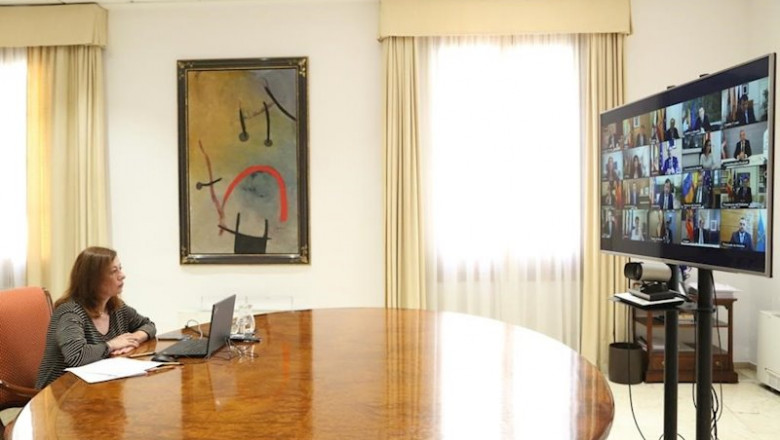 La presidenta del Govern en la reunión mantenida con el presidente del Gobierno y los presidentes de las demás CCAA | TWITTER ARMENGOL ep la presidenta del govern en la reunion mantenida con el presidente del gobierno y los presidentes