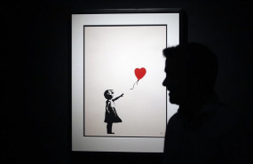 ep serigrafia original de girl with baloon expuesta en banksy the art of protest