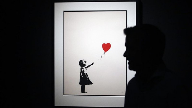 ep serigrafia original de girl with baloon expuesta en banksy the art of protest
