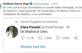 ep tweet de garcia-page cargando contra la exconsejera catalana clara ponsati