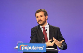 ep el presidente del partido popular pablo casado interviene en una rueda de prensa en la sede de
