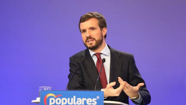 ep el presidente del partido popular pablo casado interviene en una rueda de prensa en la sede de