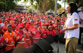 ep la presidenta encargada de venezuela delcy rodriguez durante el encuentro con los trabajadores