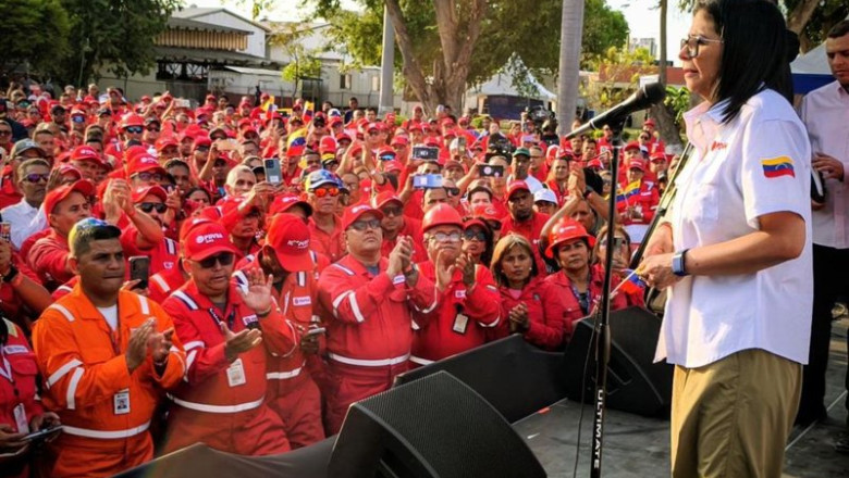 ep la presidenta encargada de venezuela delcy rodriguez durante el encuentro con los trabajadores