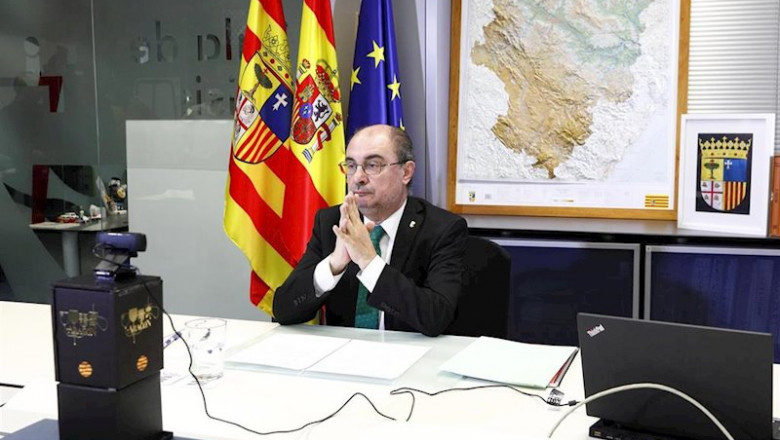 El Presidente de Aragón, Javier Lambán, participa en la videoconferencia que todos los presidentes autonómicos mantienen con el Presidente del Gobierno de España, Pedro Sánchez, con motivo de la incidencia por el coronavirus | GOBIERNO DE ARAGÓN ep el presidente de aragon javier lamban participa en la videoconferencia que todos los presidentes