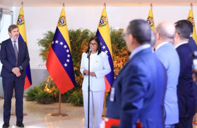 ep la presidenta encargada de venezuela delcy rodriguez comparece en el acto de firma de un acuerdo
