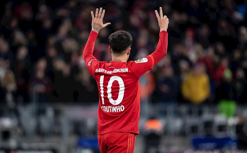 ep philippe coutinho celebra su septimo gol esta temporada con el bayern