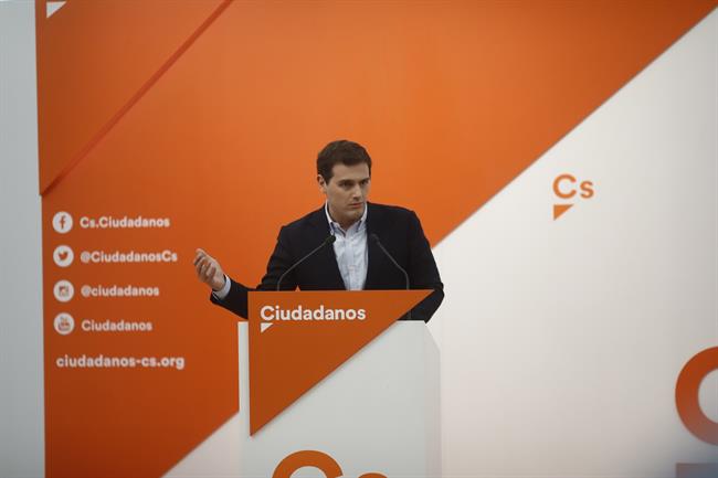 Rueda de prensa del líder de Ciudadanos, Albert Rivera, en la sede del partido | EUROPA PRESS ep ruedaprensaliderciudadanos albert rivera ensedepartido