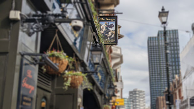 dl jd wetherspoons pub sign outside drinking