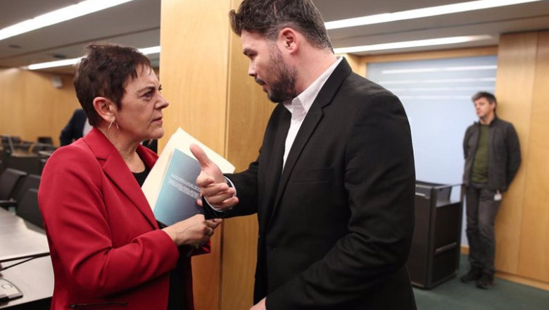 Archivo - El portavoz de ERC en el Congreso de los Diputados, Gabriel Rufián y la portavoz de EH Bildu en el Congreso de los Diputados, Mertxe Aizpurua asisten a la reunión en el Congreso | Eduardo Parra - Europa Press - Archivo ep archivo el portavoz de erc en el congreso de los diputados gabriel rufian y la portavoz de eh