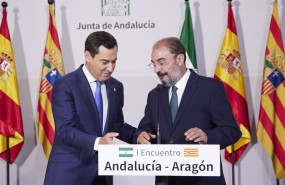 ep el presidente de la junta de andalucia juanma moreno i acompana al presidente de aragon javier