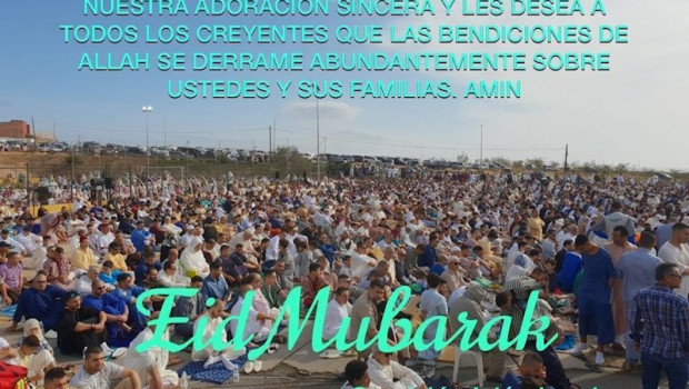 ep imagen del rezo colectivo del final del ramadan en melilla en 2019