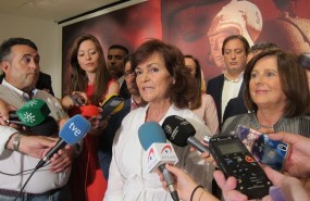 ep la vicepresidentagobierno carmen calvo atiendelos periodistasjaen
