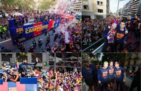 ep rua celebracion doblete barcelona iniesta valverde messi suarez alcacer pique