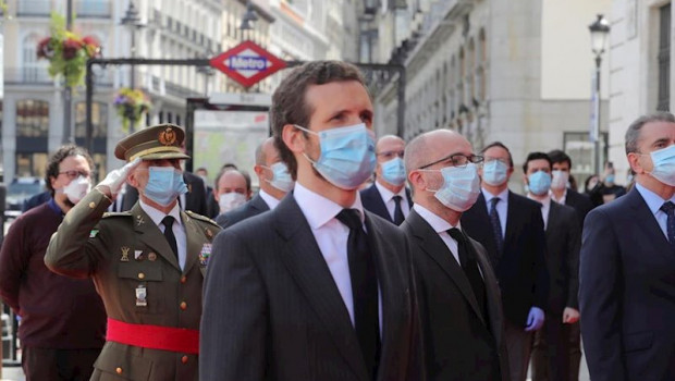 ep el lider del pp pablo casado asiste al acto de celebracion de la fiesta de la comunidad de madrid