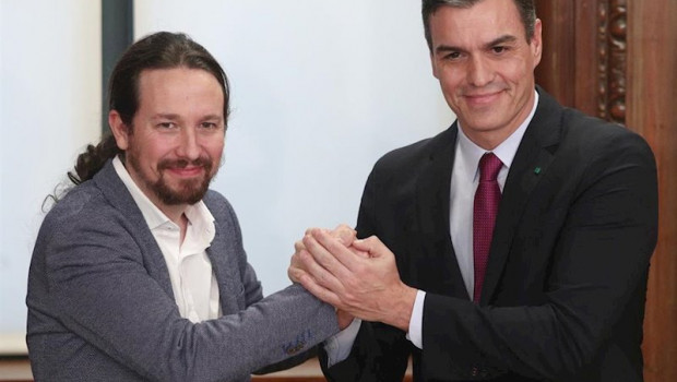 ep el presidente del gobierno en funciones pedro sanchez dech y el secretario general de podemos