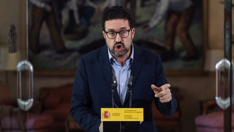El secretario de Estado de Trabajo, Joaquín Pérez Rey, en su comparecencia para anunciar la subida del SMI de 2024 | Carlos Luján - Europa Press ep el secretario de estado de trabajo joaquin perez rey en su comparecencia para anunciar la subida