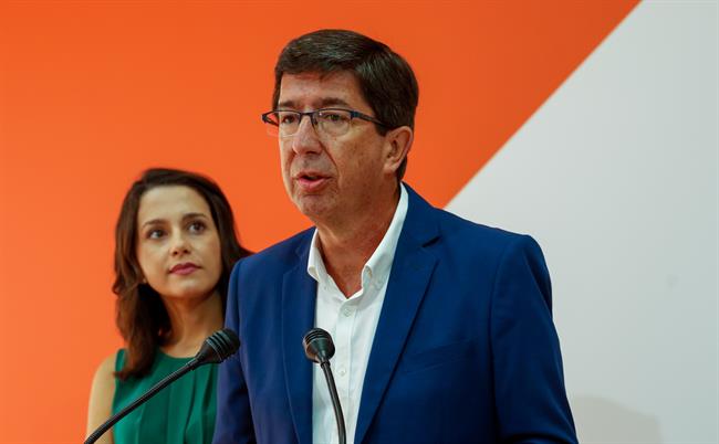 Juan Marín, en rueda de prensa junto a Inés Arrimadas | EUROPA PRESS ep juan marin en ruedaprensaa ines arrimadas