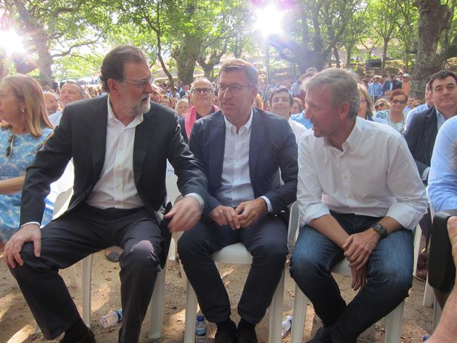 Mariano Rajoy, Alberto Núñez Feijóo y Alfonso Rueda, de izquierda a derecha | EUROPA PRESS ep mariano rajoy alberto nunez feijooalfonso rueda de izquierdaderecha