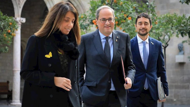 ep el presidente de la generalitat quim torra con los consellers meritxell budo y dami calvet en la